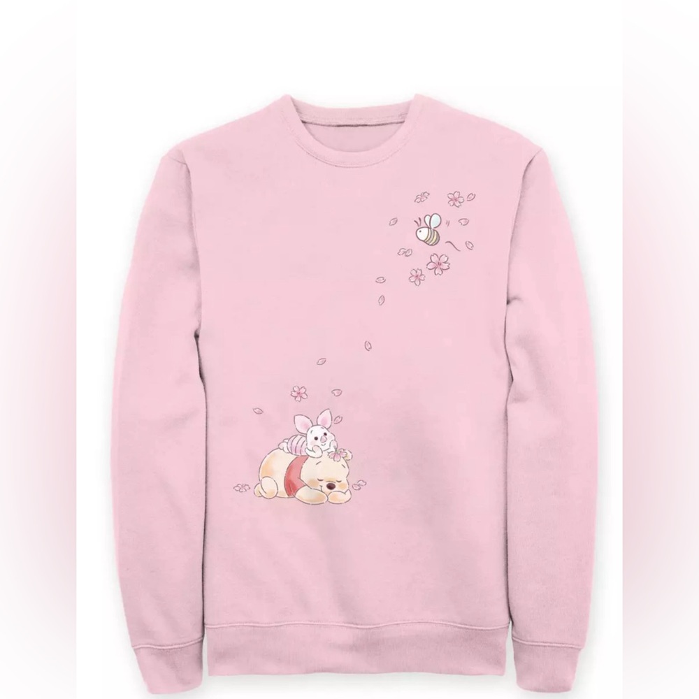 Disney Winnie the Pooh and Piglet Cherry Blossom Pullover Sweatshirt for Adults